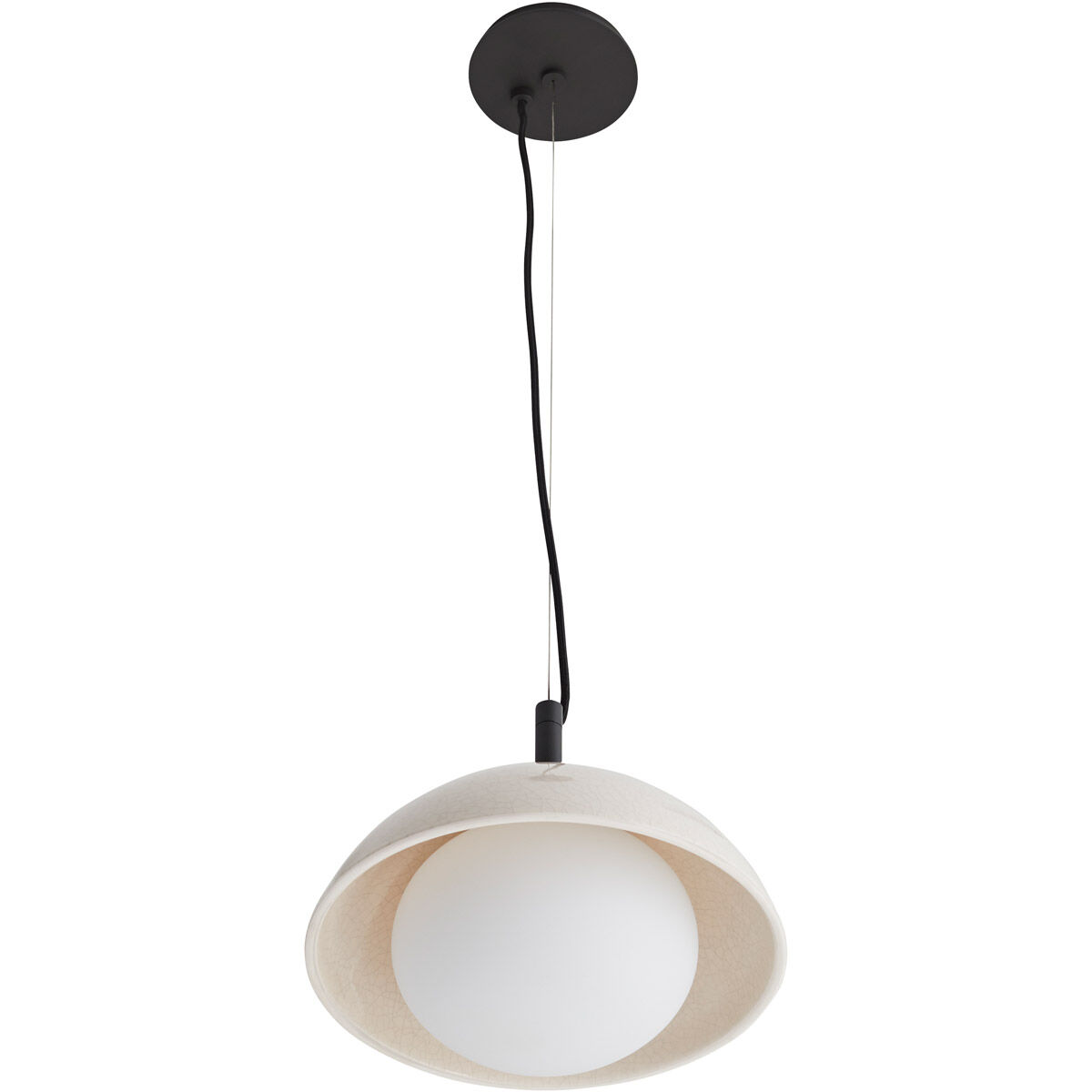 Glaze 1 Light 12 inch Ivory Stained Crackle and Blackened Steel Pendant Ceiling Light