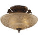 Restoration 3 Light 16 inch Golden Bronze with Amber Semi Flush Mount Ceiling Light 