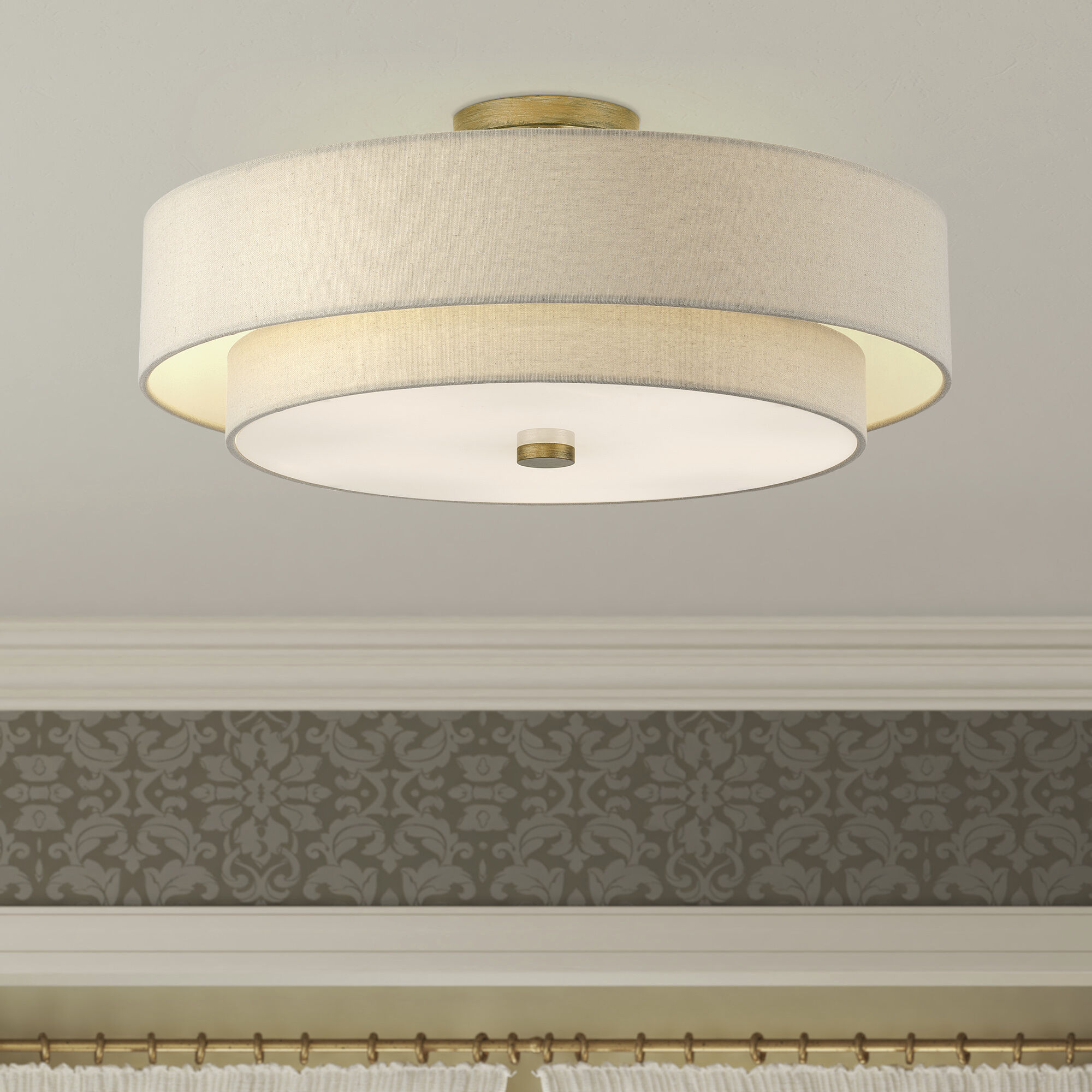 Bellingham 5 Light 22 inch Antique Gold Leaf Semi Flush Mount Ceiling Light, Extra Large