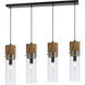 Spheroid 4 Light 40 inch Black and Wood Island Chandelier Ceiling Light