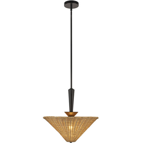 Alora Mood Bridgette 1 Light 16.38 inch Matte Black Pendant Ceiling Light in Matte Black and Rattan, Rattan Shade
