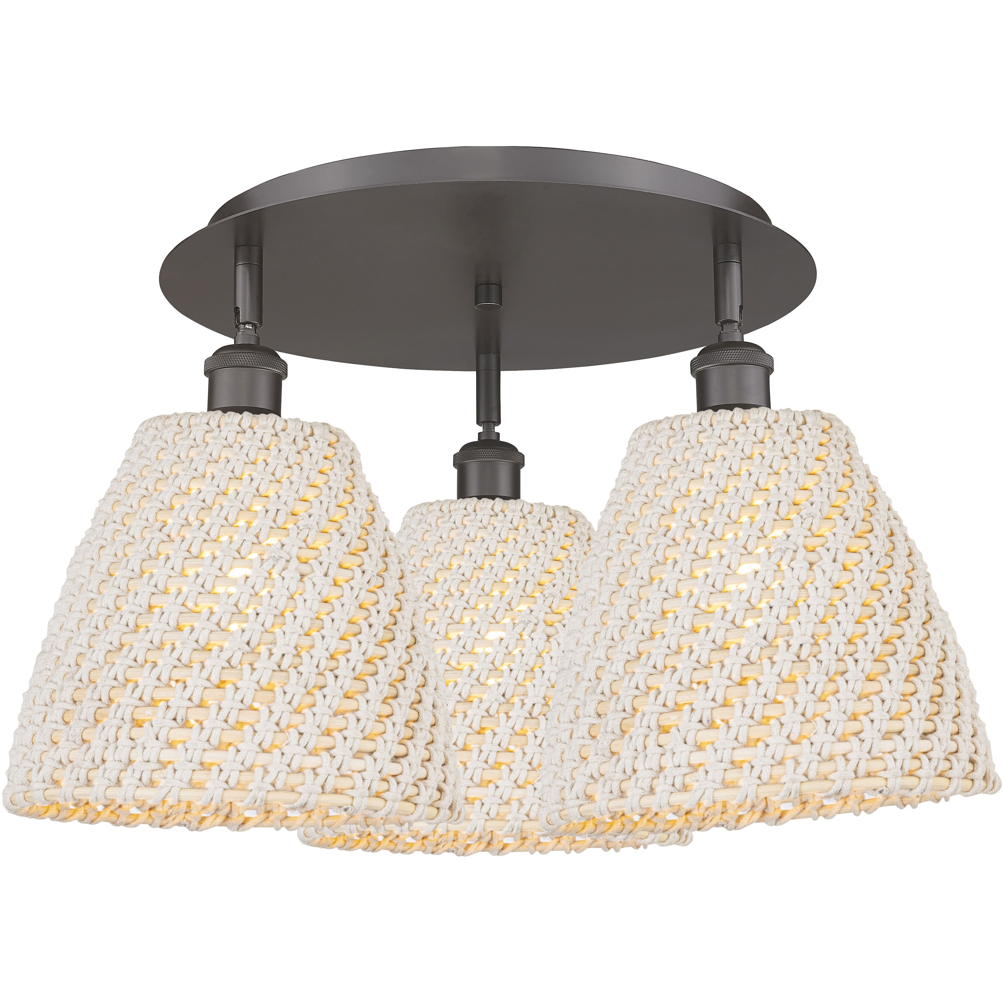 Ballston Bristol Natural 3 Light 20.75 inch Oil Rubbed Bronze Flush Mount Ceiling Light