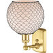 Ballston Farmhouse Chicken Wire LED 8 inch Satin Gold Sconce Wall Light in White Glass with Black Wire, Ballston