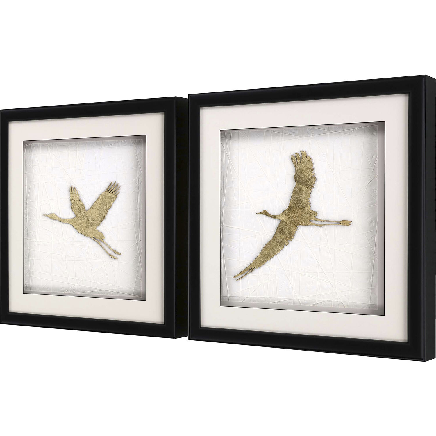 Flight of Gold Metallic and Black and White Framed Art, The Studio