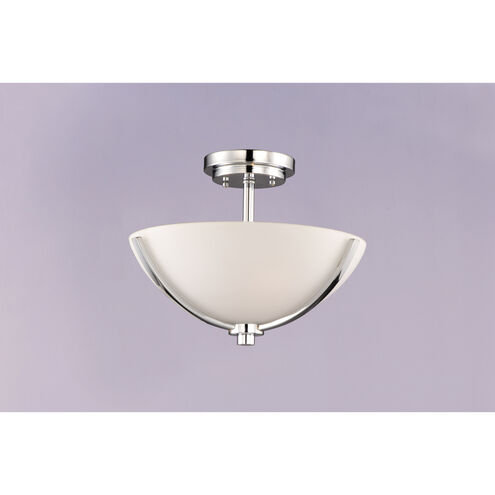 Deven 3 Light 14 inch Satin Nickel Semi Flush Mount Ceiling Light