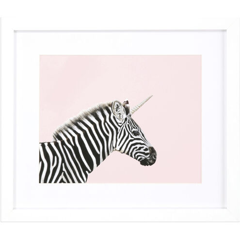 Giraffe Pop / Zebra Corn Pink and Turquoise and Black and White Framed Art