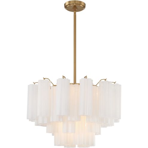 Addis 9 Light 22 inch Aged Brass Chandelier Ceiling Light in Tronchi Glass White