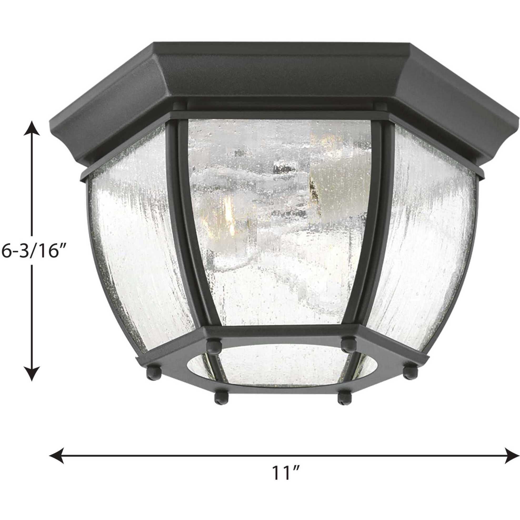 Roman Coach 2 Light 11 inch Textured Black Outdoor Flush Mount