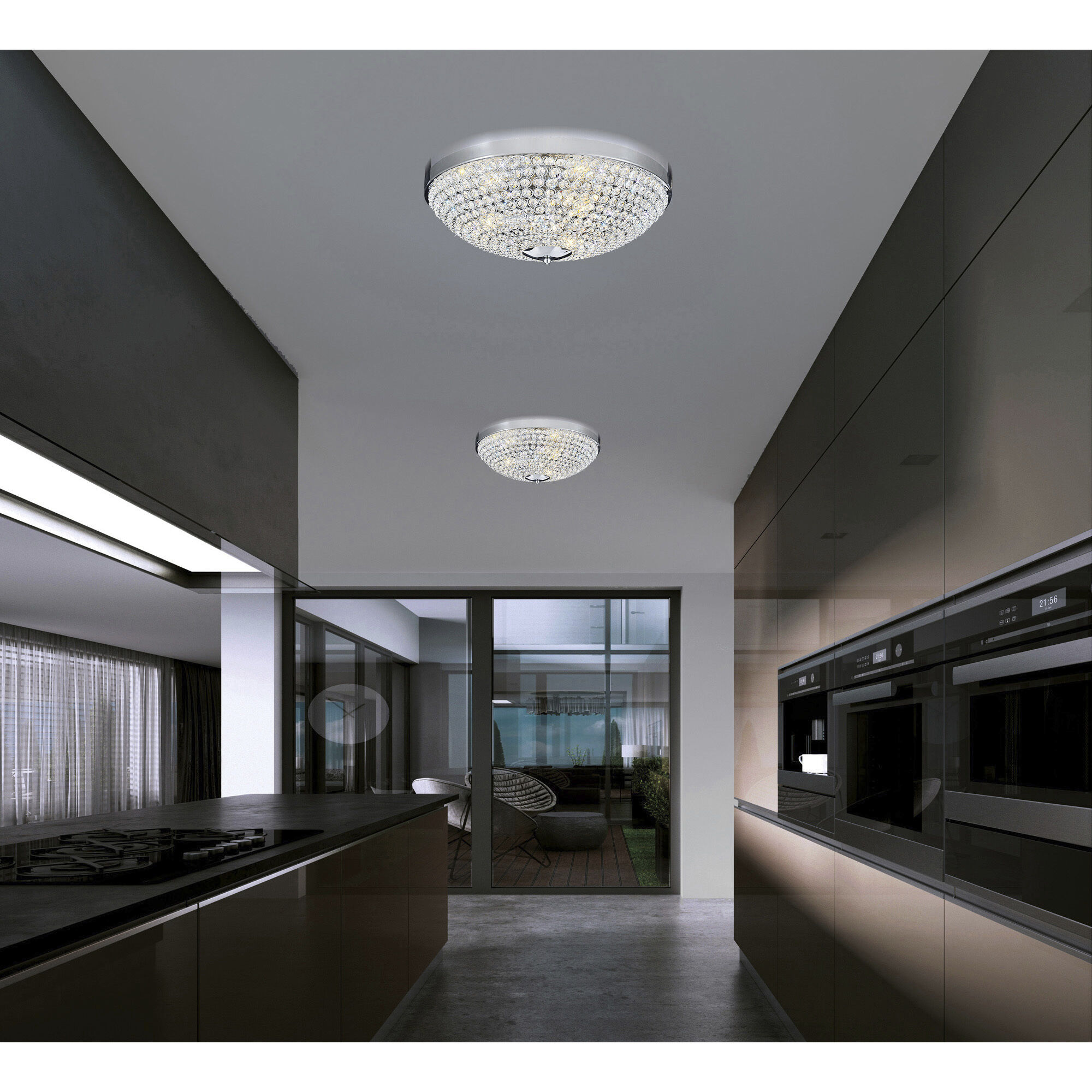 Globe 6 Light 20 inch Chrome Bowl Flush Mount Ceiling Light