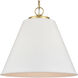 Vellus 3 Light 20.5 inch Matte White with Natural Antique Brass Pendant Ceiling Light in Matte White/Natural Antique Brass