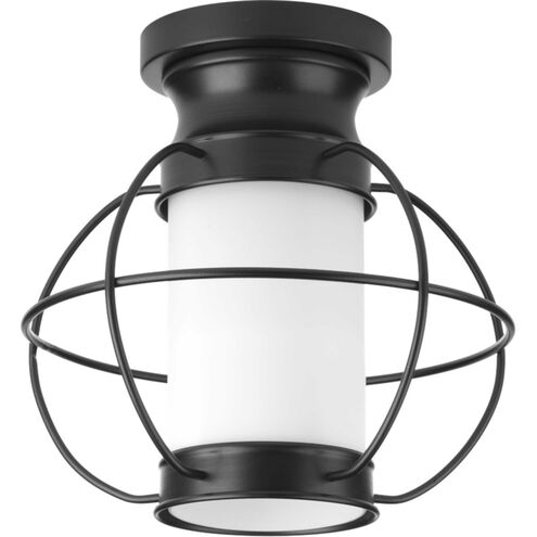 Haddon 1 Light 10 inch Matte Black Outdoor Flush Mount