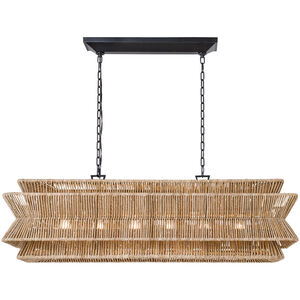 Chapman & Myers Antigua LED 54 inch Bronze and Natural Abaca Linear Pendant Ceiling Light