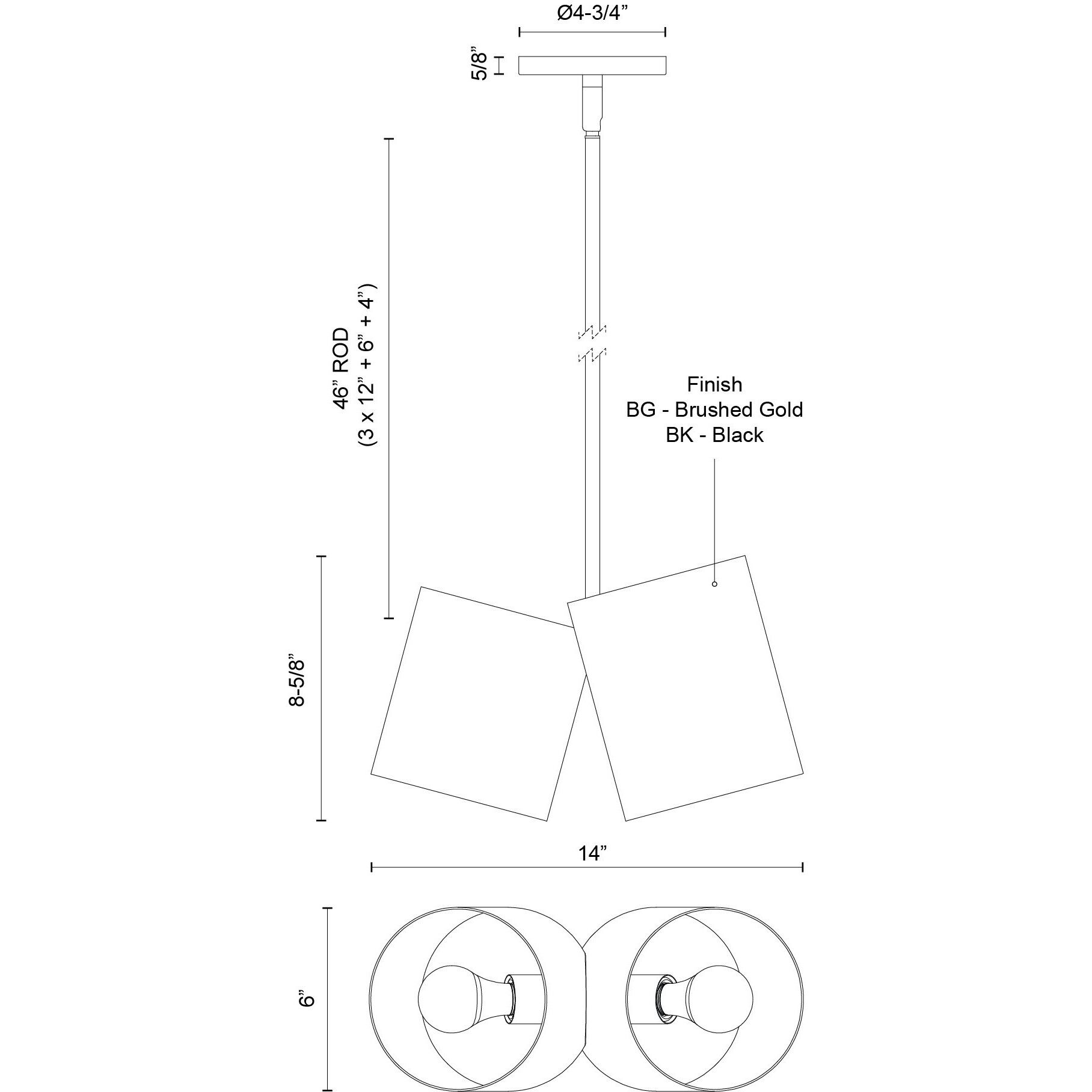 Keiko Pendant Ceiling Light in Black