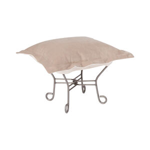 Puff 18 inch Titanium Frame with Bella Sand Scroll Ottoman with Cover