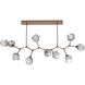 Gem LED Burnished Bronze Linear Pendant Ceiling Light in 3000K LED, Smoke, Branch