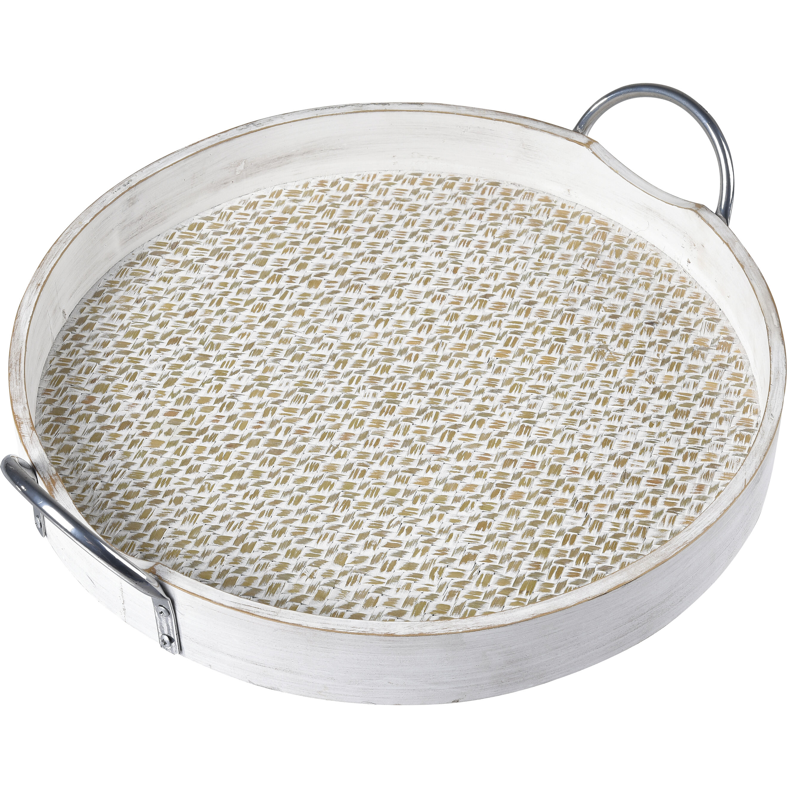 Fabian Weathered White with Bleached and Silver Tray, Set of 2