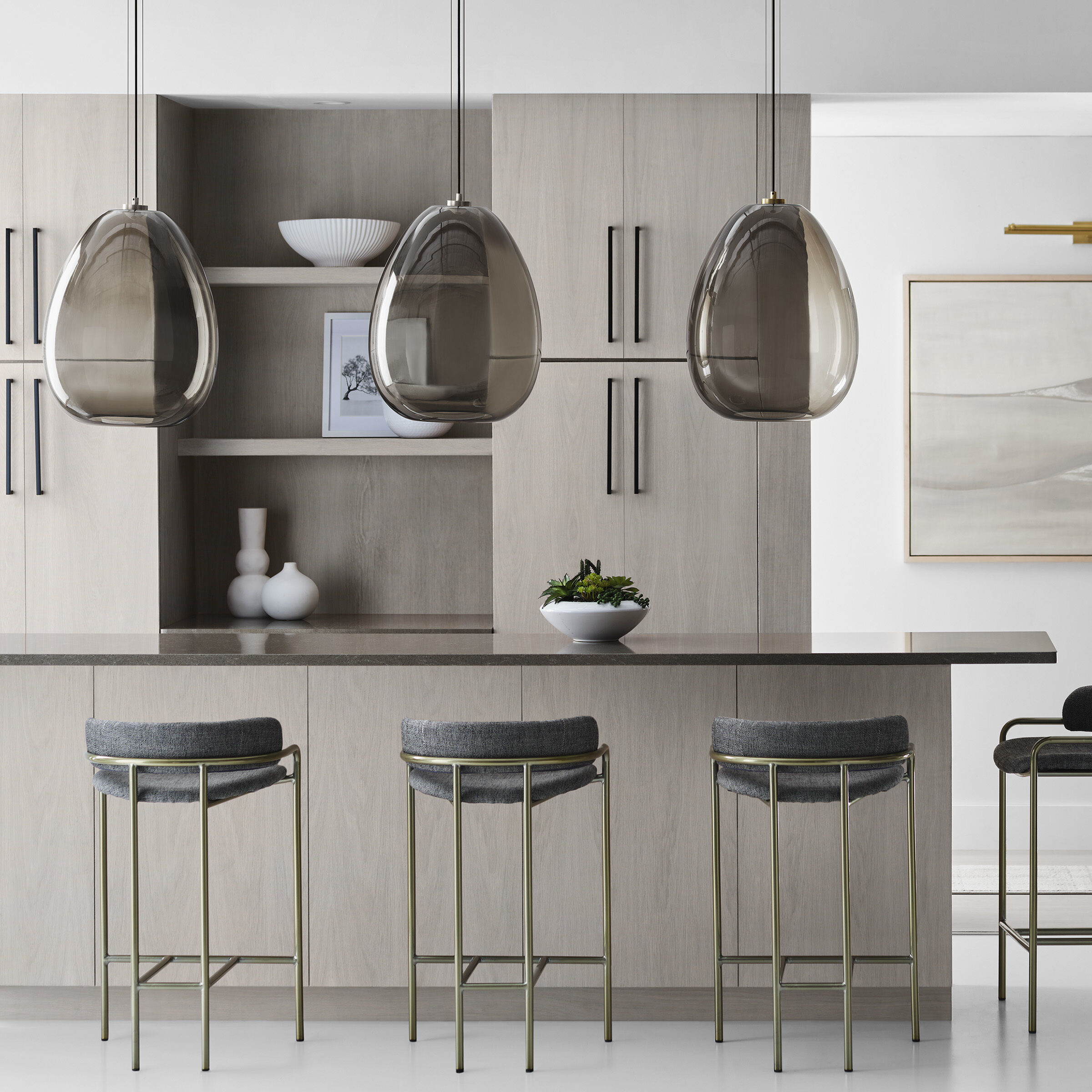 Sean Lavin Kapoor LED Clear/Natural Brass Pendant Ceiling Light, Integrated LED