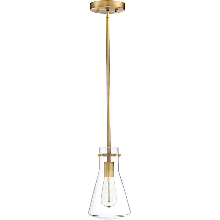 Industrial 1 Light 6.25 inch Natural Brass Pendant Ceiling Light