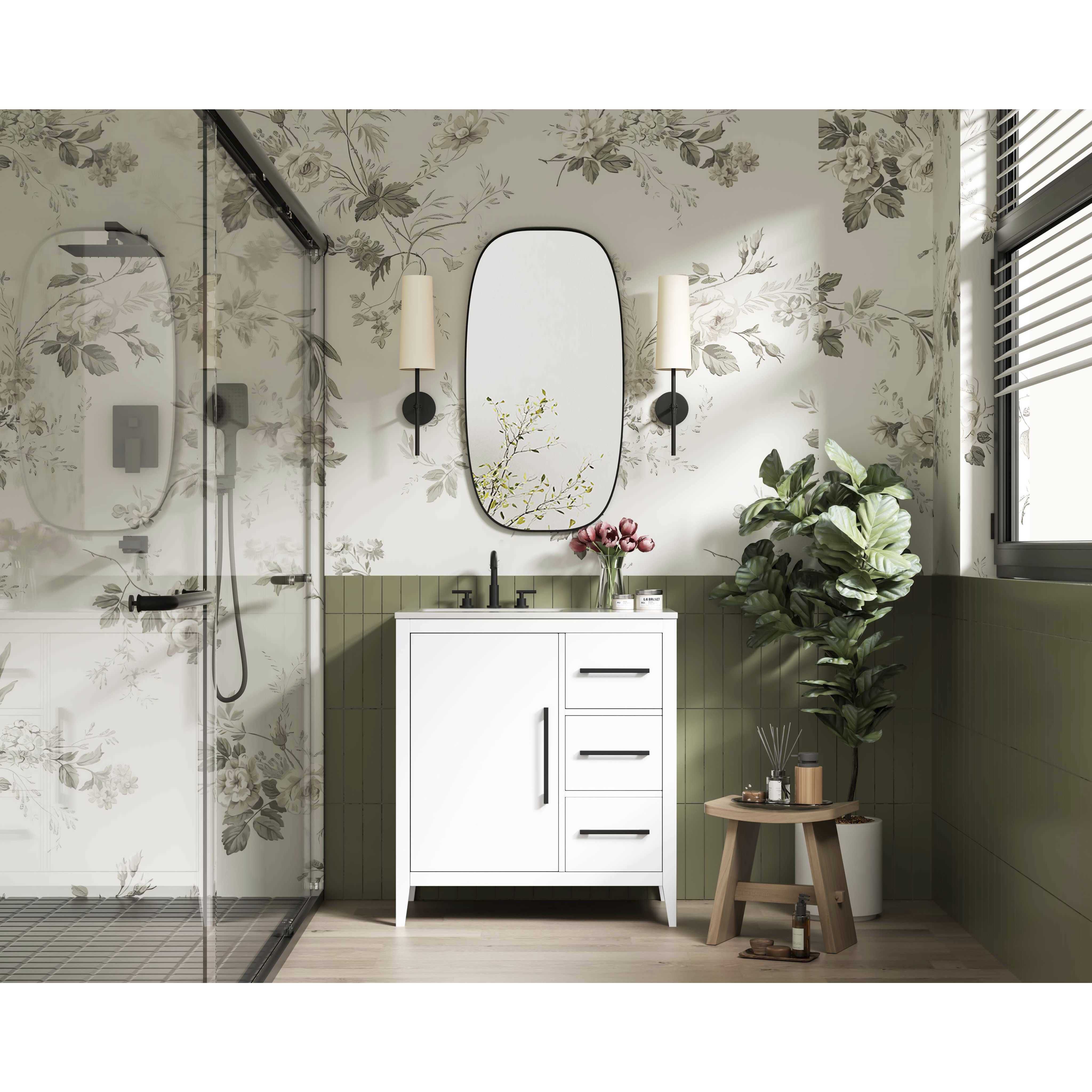 Millie 32 X 35 inch White Bathroom Vanity Cabinet