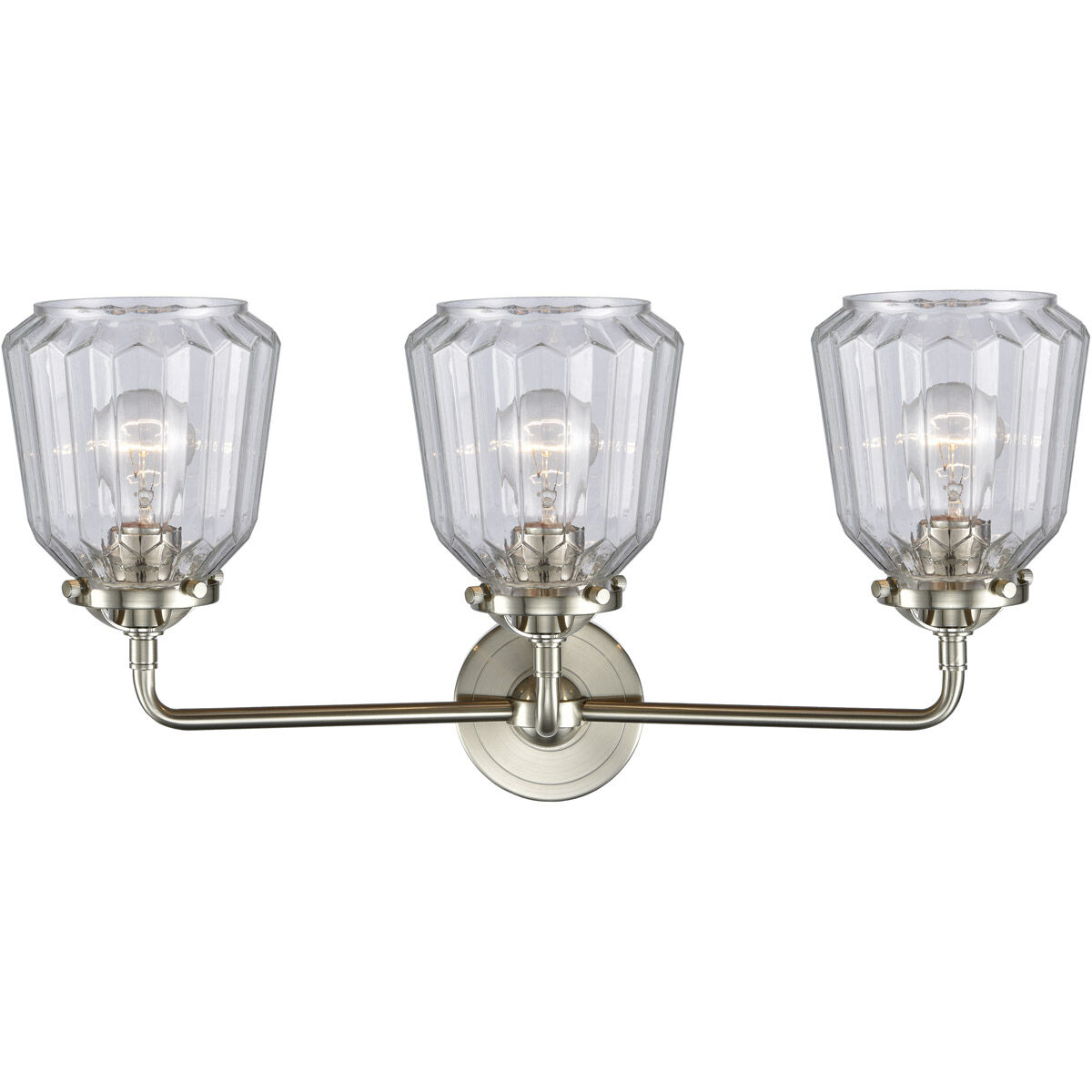 Nouveau Chatham LED 24 inch Brushed Satin Nickel Bath Vanity Light Wall Light in Clear Glass, Nouveau