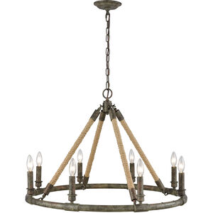 Chincoteague LED 30 inch Brown Grey Rust with Grey Wash and Natural Rope Chandelier Ceiling Light