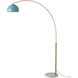 Half Dome 92 inch 14 watt Weathered Brass and White Marble Arc Floor Lamp Portable Light