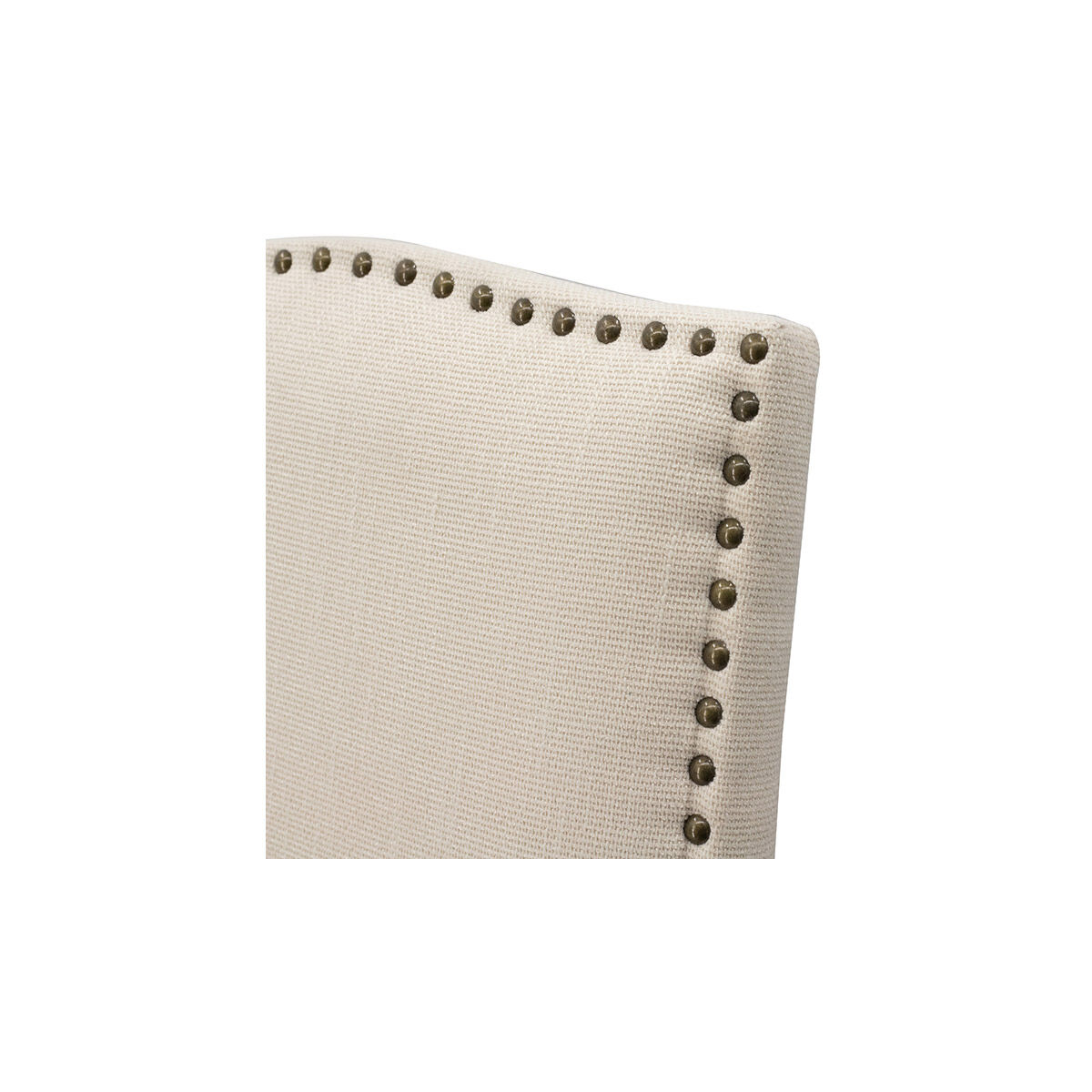 Upholstered Natural/Antique Brass Dining Chair in Beige