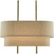 Combermere 4 Light 42 inch Antique Brass/Linen Linear Chandelier Ceiling Light, Rectangular