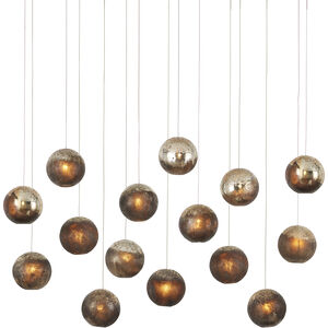 Pathos 15 Light 51 inch Antique Silver and Antique Gold and Matte Charcoal Multi-Drop Pendant Ceiling Light