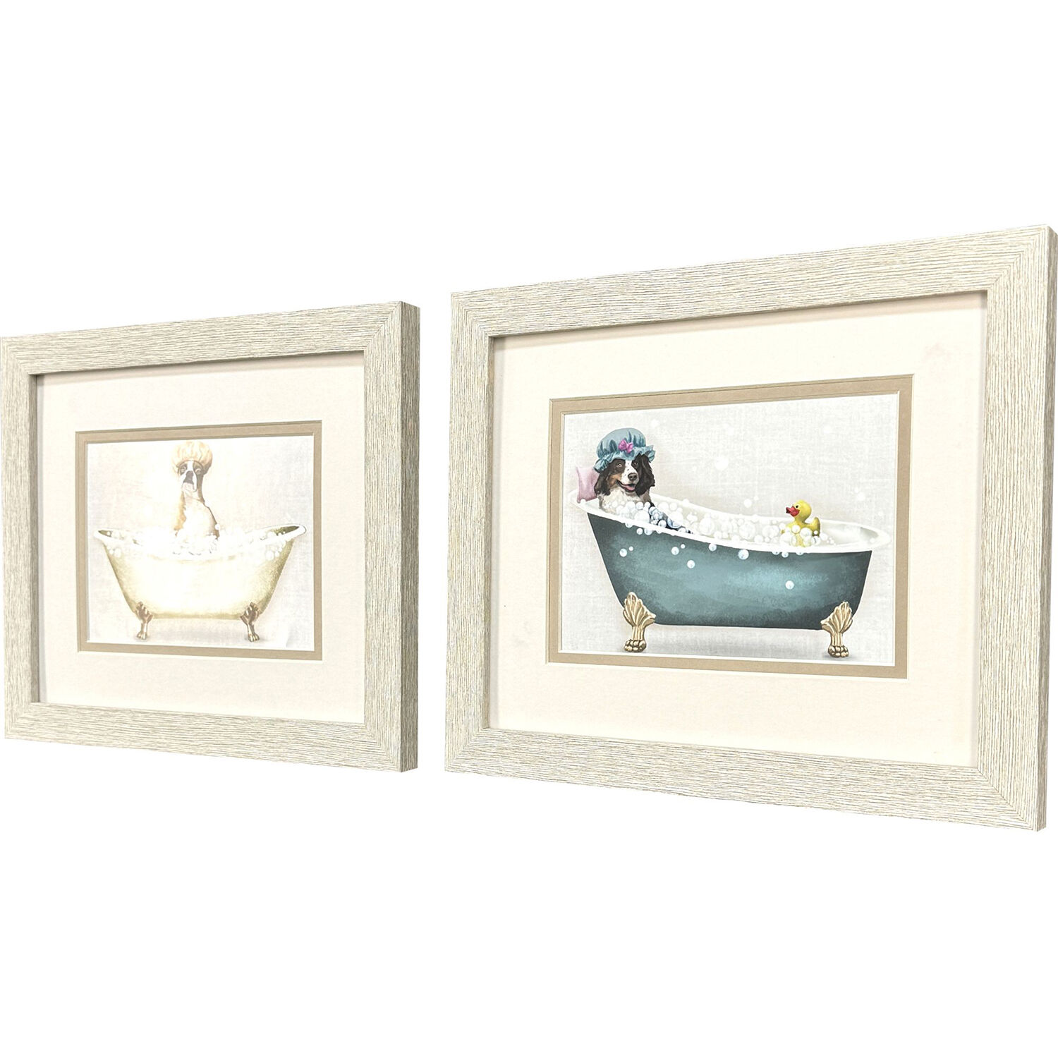 Bath Dogs Multi and Blue and Brown and Pink Framed Art, Propac