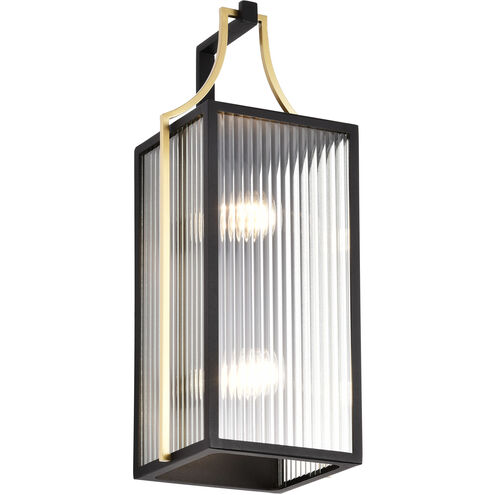 Holden 21.75 inch Black and Gold Outdoor Wall Light