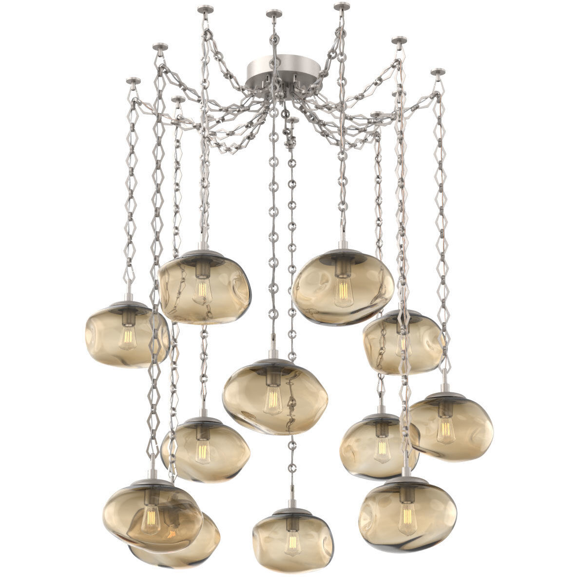 Nova 12 Light 19 inch Beige Silver Swag Multi-Pendant Ceiling Light in Bronze, Diamond Chain