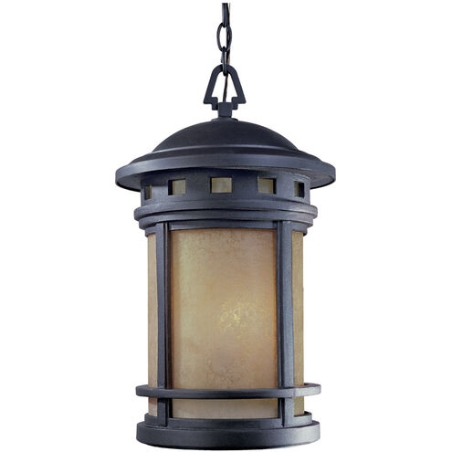 Sedona 3 Light 11 inch Oil Rubbed Bronze Outdoor Hanging Lantern in Amber