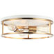 Clarke 3 Light 16 inch White and Aged Gold Brass Flush Mount Ceiling Light