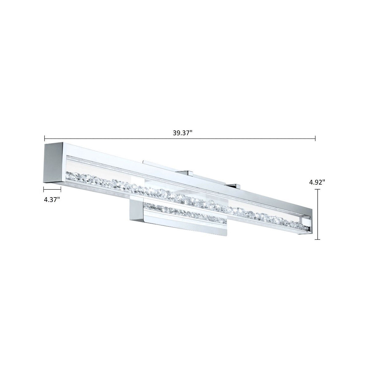 Cardito 2 LED 39.37 inch Chrome Vanity Light Wall Light, Clear Glass, Clear Crystal Stones
