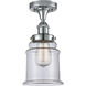 Edison Canton 1 Light 6 inch Polished Chrome Semi-Flush Mount Ceiling Light in Clear Glass