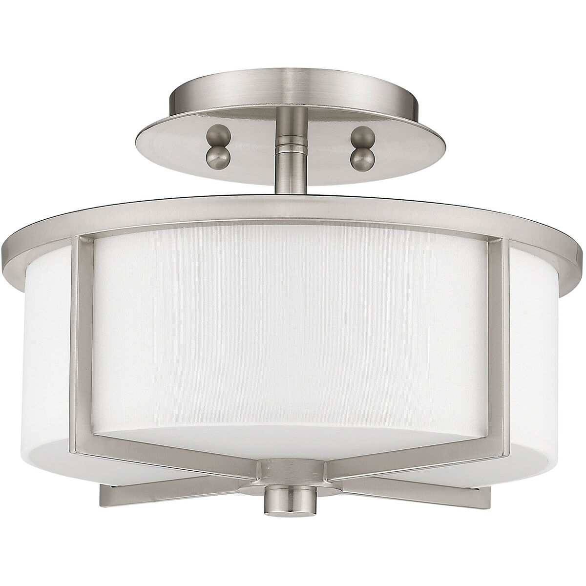 Wesley 2 Light 11 inch Brushed Nickel Semi-Flush Mount Ceiling Light