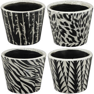 Small Black and White Planter, Set of 4
