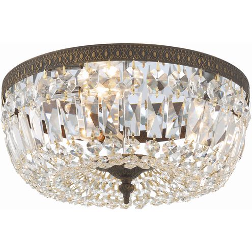 Westbury 3 Light 14 inch English Bronze Flush Ceiling Light in Clear Hand Cut