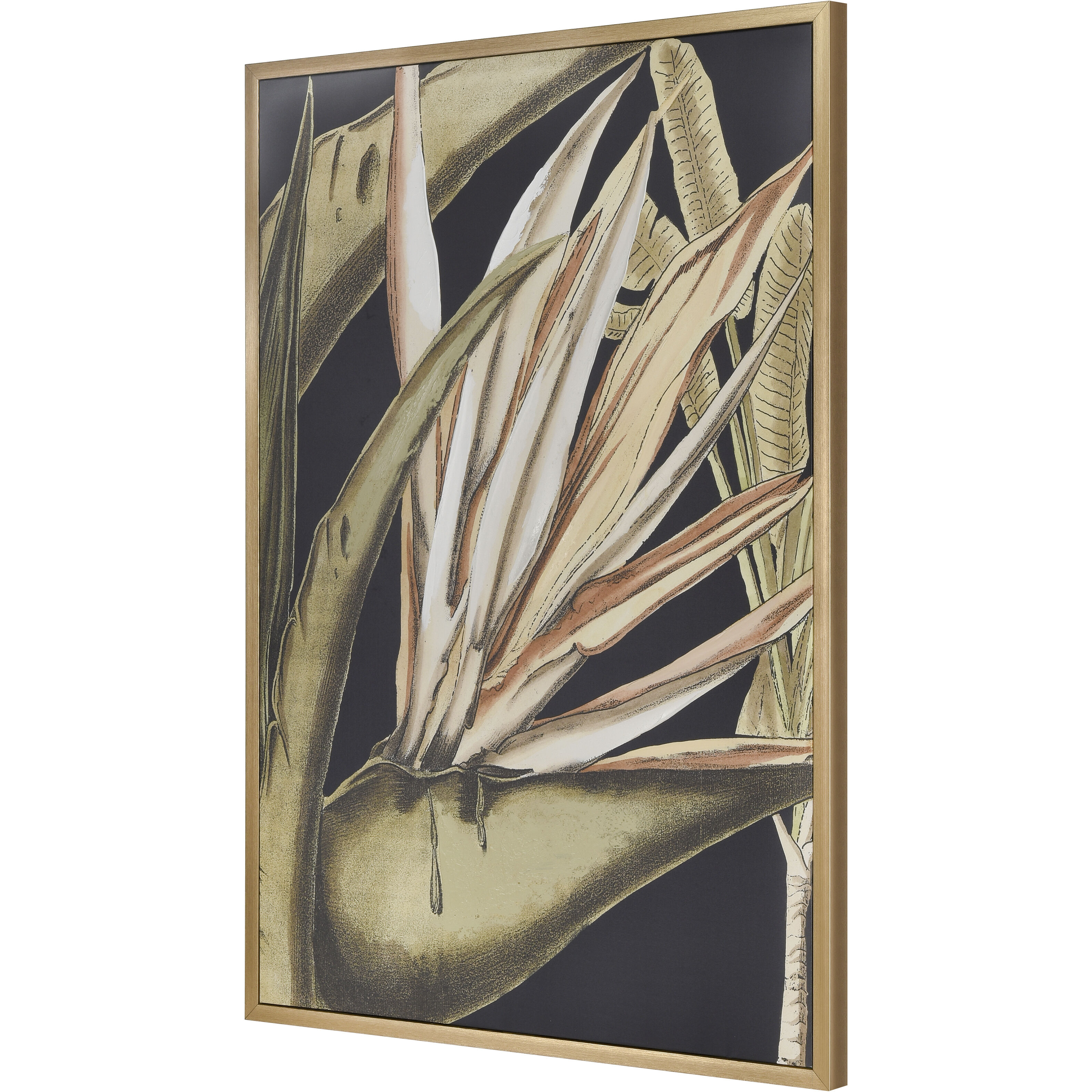 Lush I Green with Black and Wood Tone Framed Wall Art