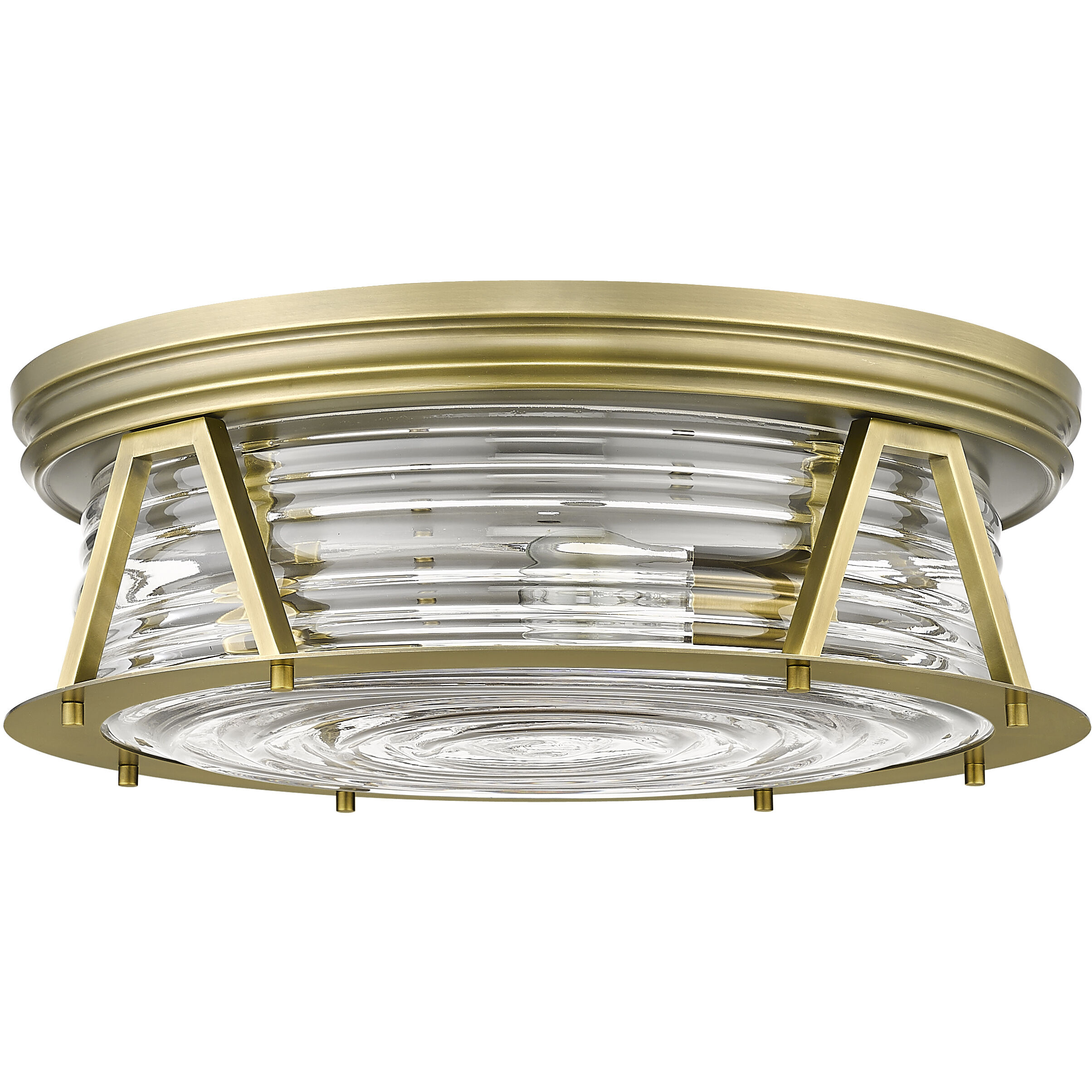 Cape Harbor 4 Light 20 inch Rubbed Brass Flush Mount Ceiling Light