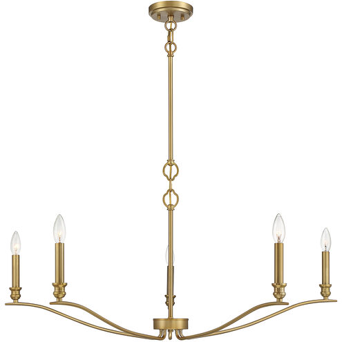 Transitional 5 Light 42 inch Natural Brass Chandelier Ceiling Light