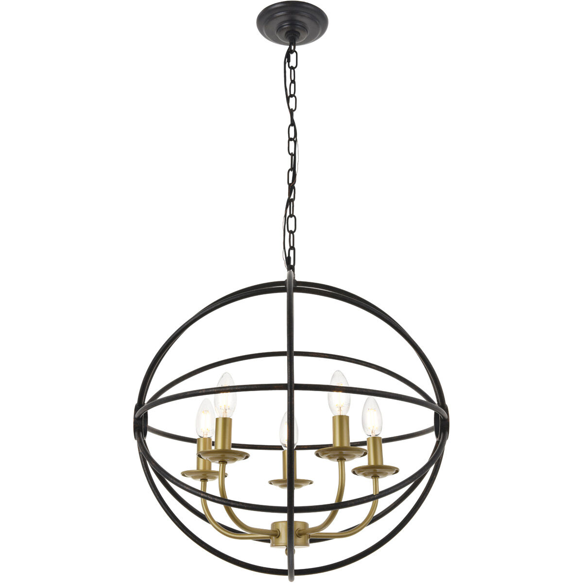 Octavia 5 Light 20 inch Brass and Dark Brown Pendant Ceiling Light