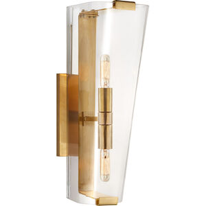AERIN Alpine 2 Light 5.25 inch Hand-Rubbed Antique Brass Single Bath Sconce Wall Light in Clear Glass