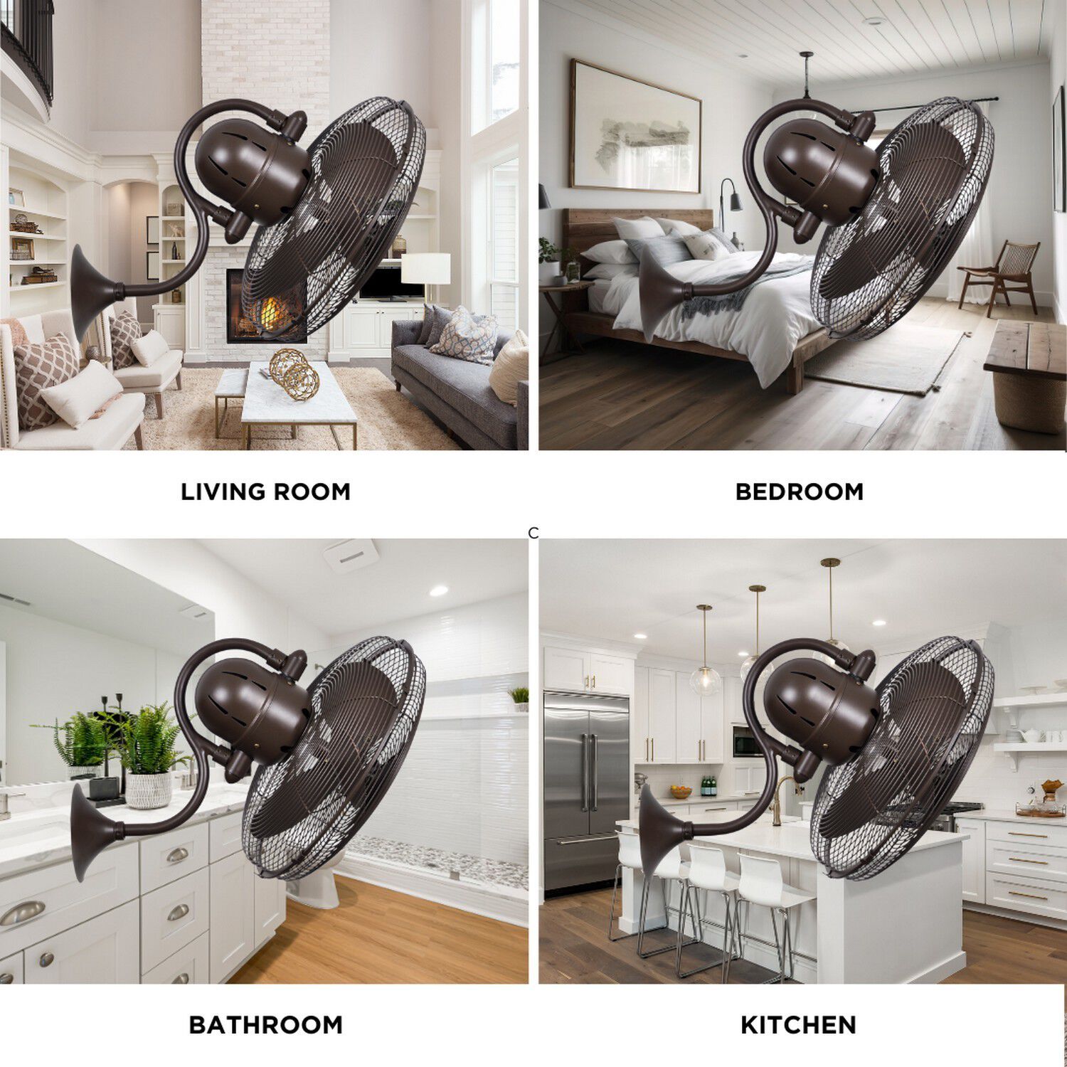 Atlas Laura 19.5 inch Textured Bronze Wall Fan, Atlas