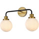 Hanson 2 Light 19 inch Black and Brass Bath Sconce Wall Light
