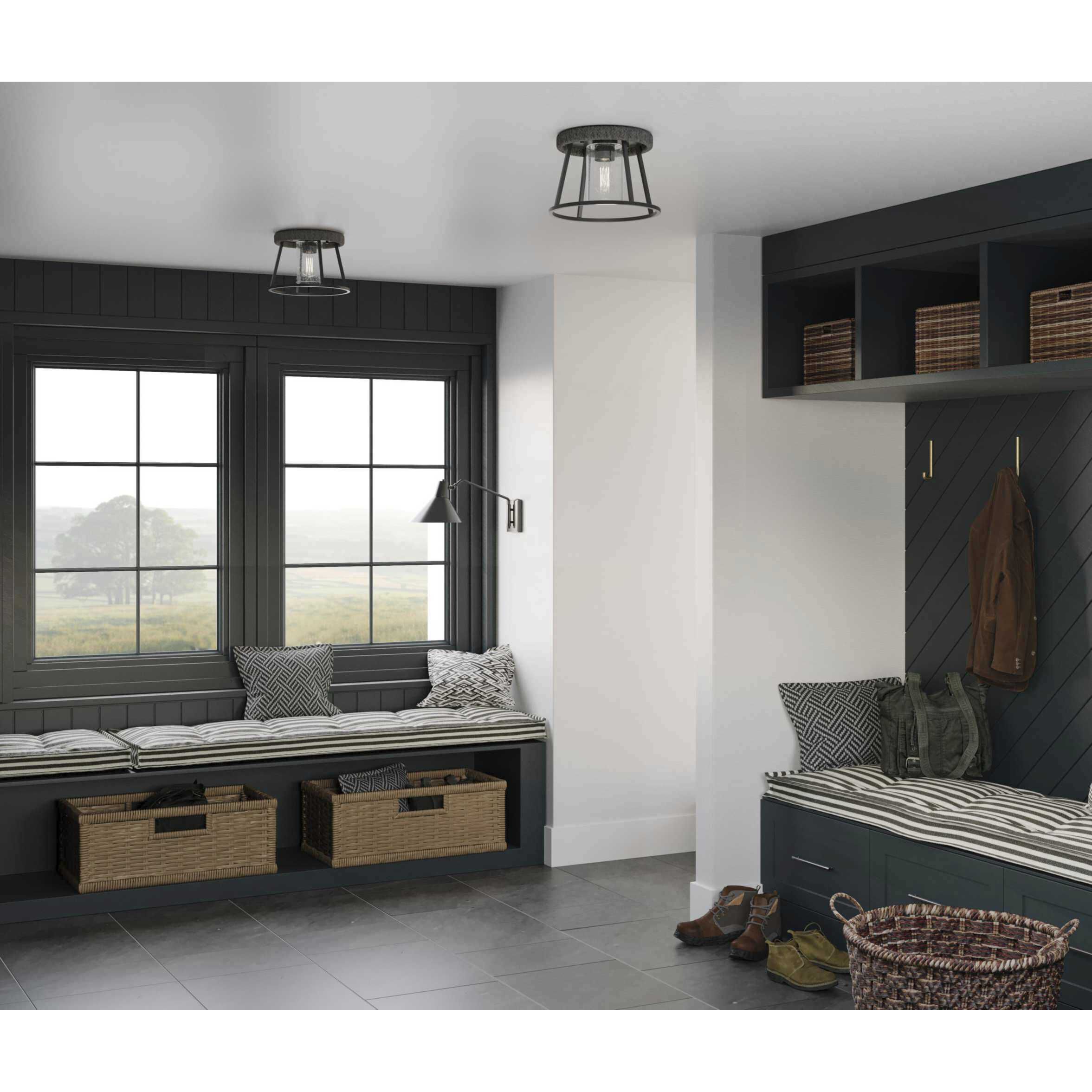 Laramie 1 Light 12 inch Matte Black Flush Mount Ceiling Light, Design Series