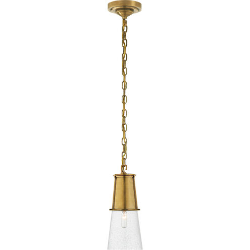 Thomas O'Brien Robinson 1 Light 4.75 inch Hand-Rubbed Antique Brass Pendant Ceiling Light in Seeded Glass, Small