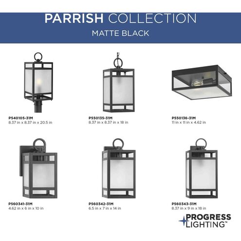 Parrish 1 Light 14 inch Matte Black Outdoor Wall Lantern