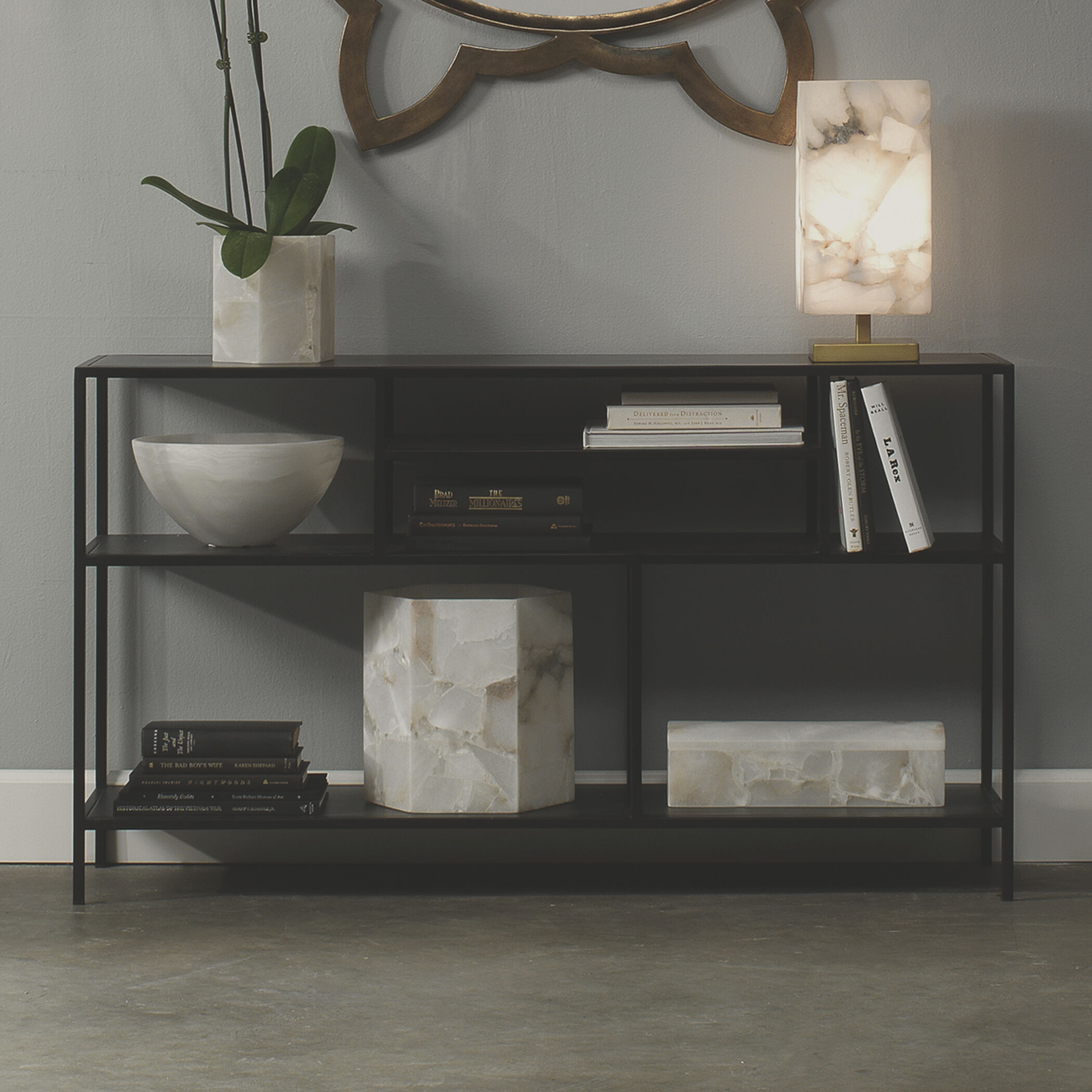 Element Shelved 51 X 14 inch Black Iron Console Table
